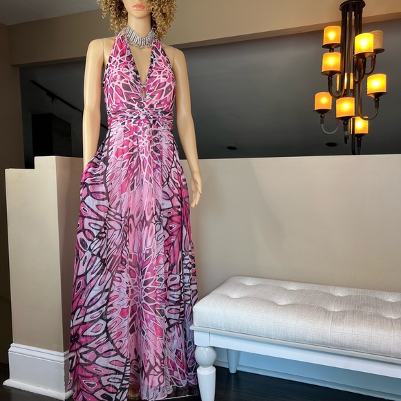 White House Black Market Fuchsia Halter Maxi Dress - Picture 16 of 16